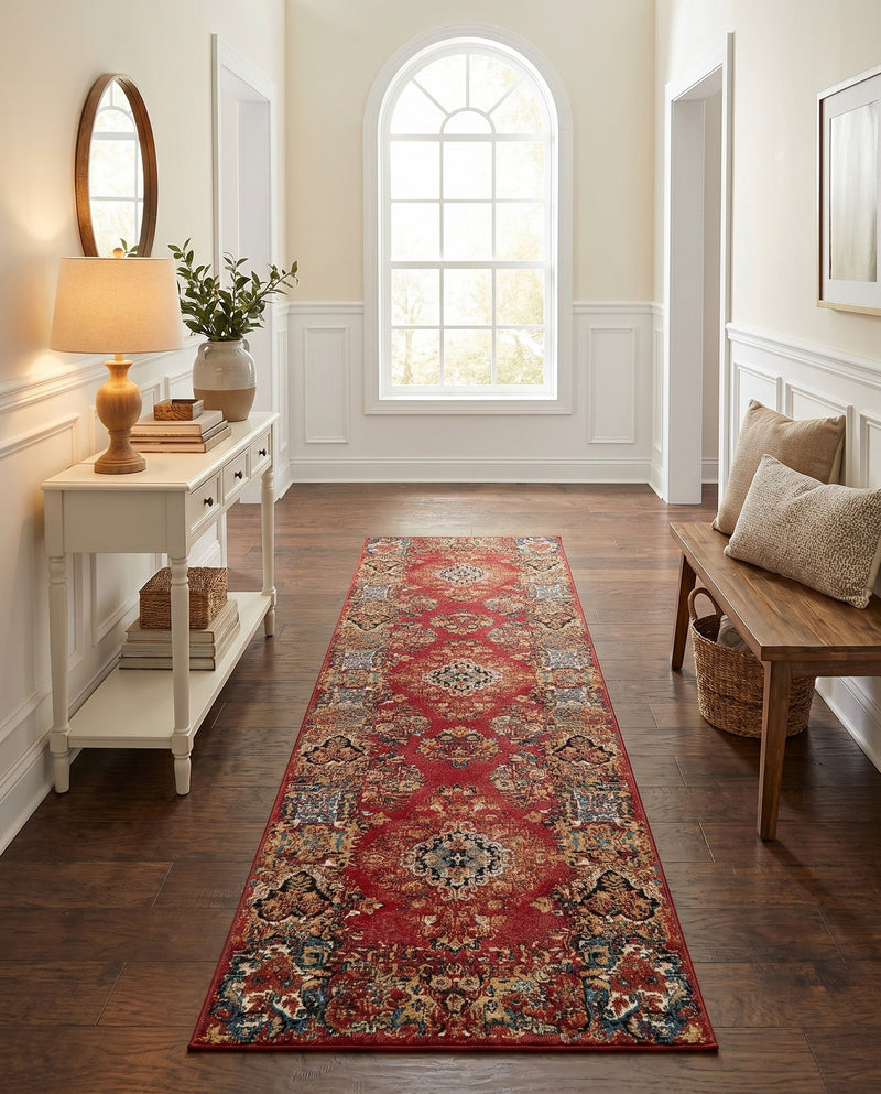 Patio Heritage Collection Area Rug -  Terrace Runner Antique Red  lifestyle 65