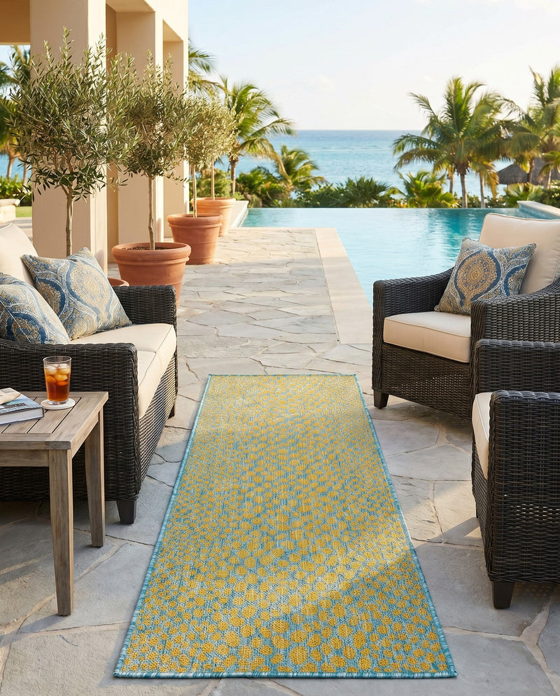 Urban Oasis Rugs Collection Area Rug -  Terrace (Yellow and Aqua) Runner Yellow and Aqua  lifestyle 64