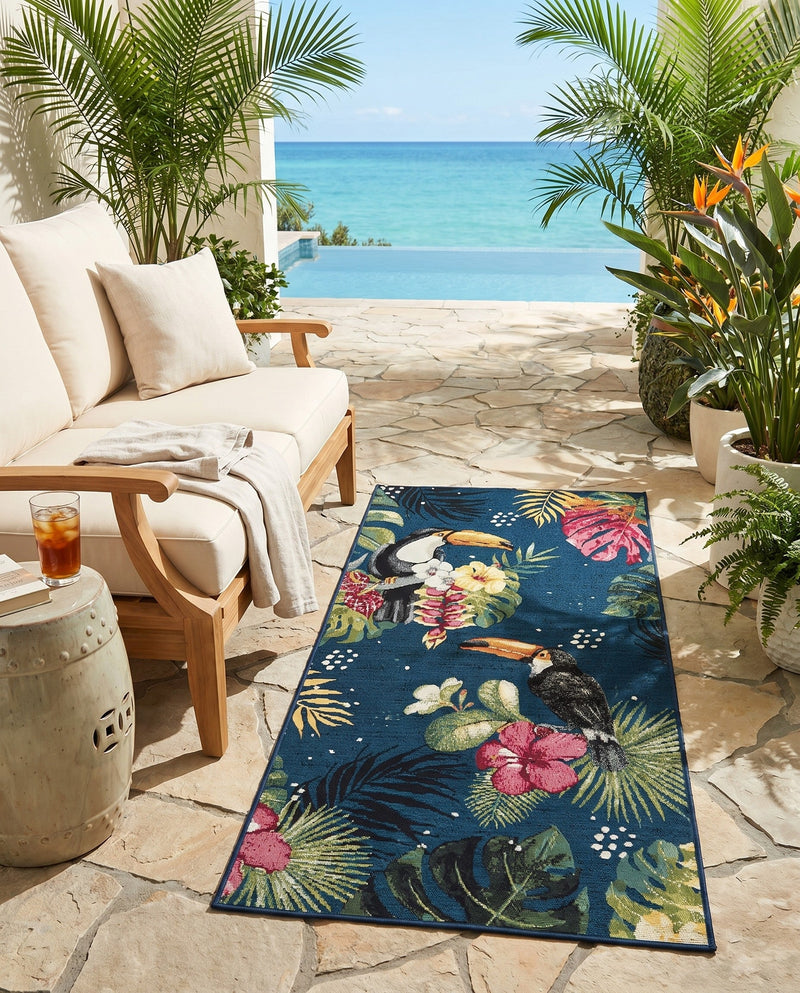 Seaside Blooms Collection Area Rug -  Leaf Runner Multi  lifestyle 68