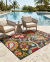 Outdoor Marrakesh Collection Area Rug - Fes Rectangle Multi Black  lifestyle 50