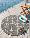 Seaside Haven Rugs Collection Area Rug - Sapphire (Charcoal) Round Charcoal  lifestyle 46