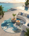 Urban Terrace Collection Area Rug -  Gazebo Round Blue and Ivory  lifestyle 64