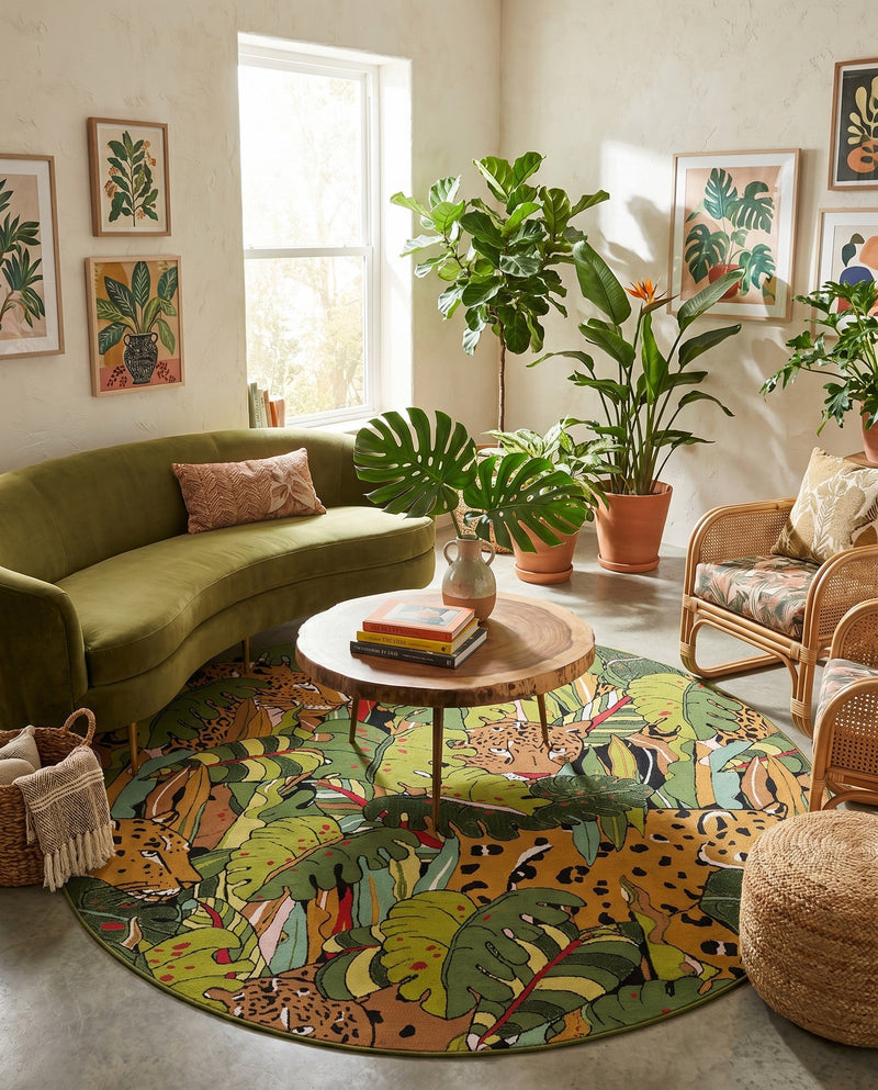 Seaside Blooms Collection Area Rug -  Sorrento Round Green  lifestyle 42