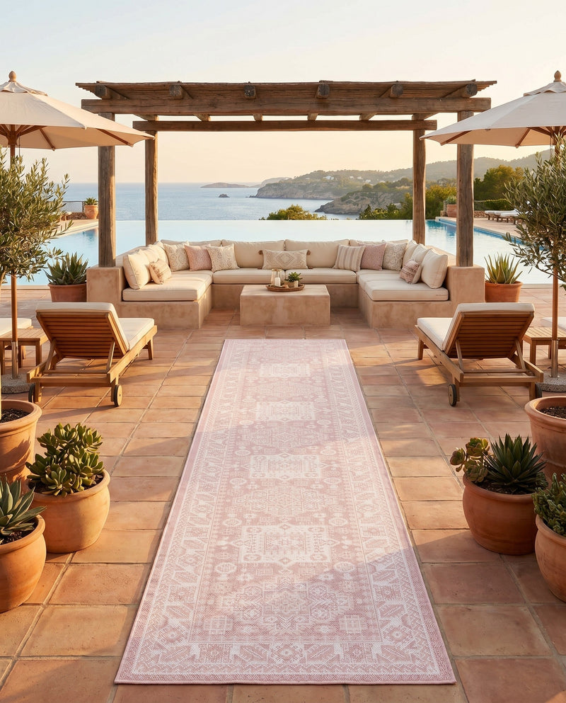 Tribal Terrace Treasures Collection Area Rug -  Incan Isle (Pink) Runner Pink  lifestyle 54