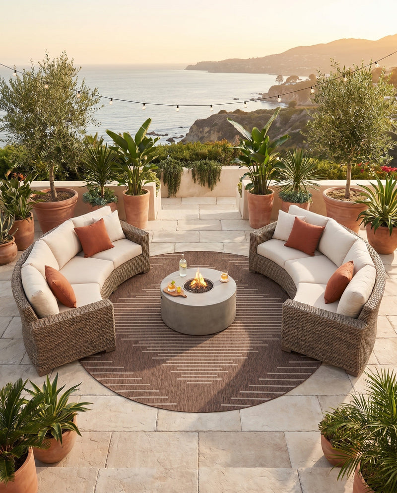 Urban Terrace Collection Area Rug -  Chelsea (Brown) Round Brown  lifestyle 71