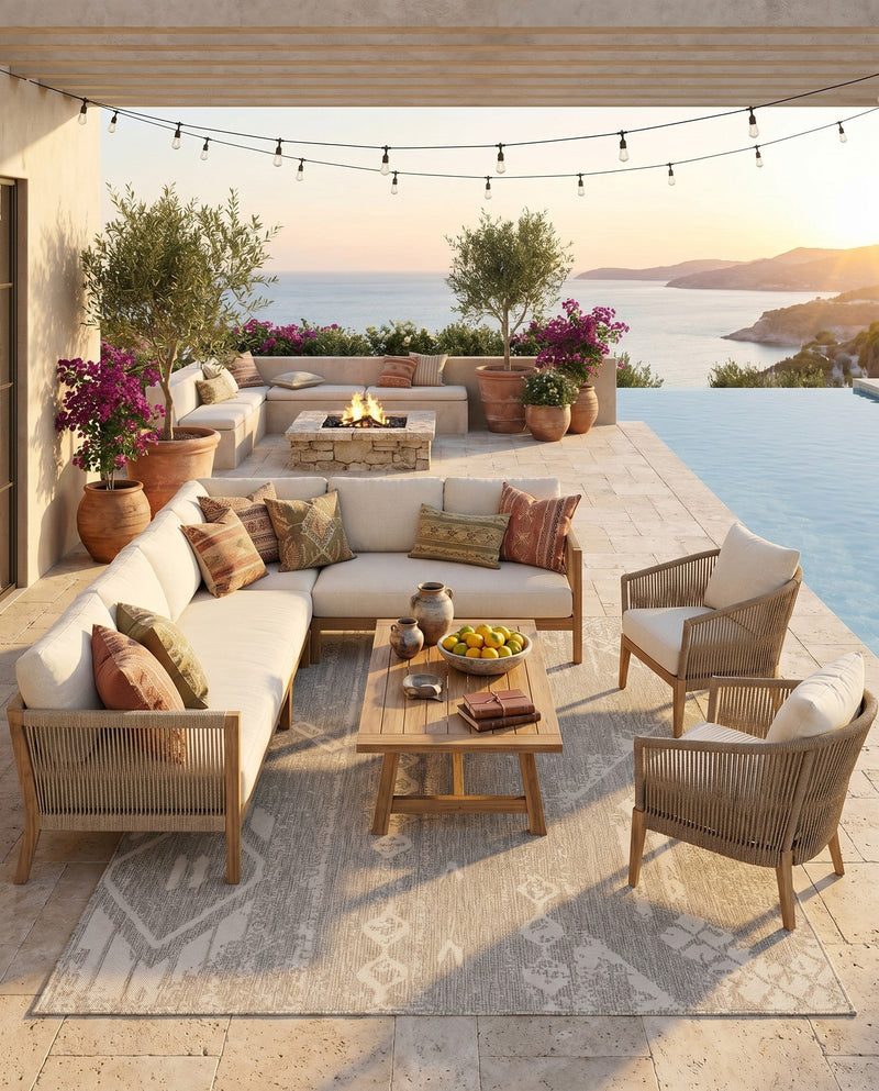 Desert Nomad Terrace Collection Area Rug - Sahara (Gray) Rectangle Gray  lifestyle 6