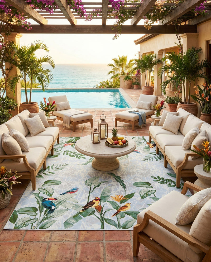 Seaside Blooms Collection Area Rug -  Tropic Rectangle Multi  lifestyle 11