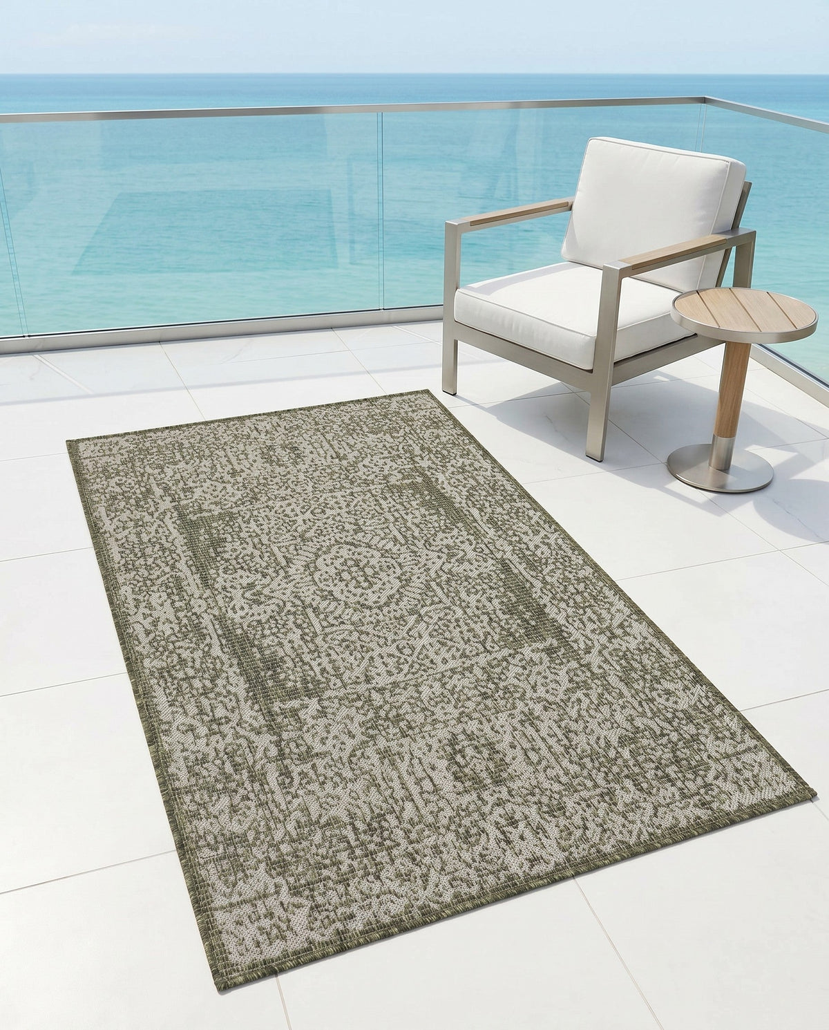 Patio Heritage Collection Area Rug - Savannah (Green) Rectangle Green  lifestyle 25