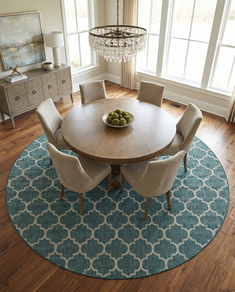Savannah Pergola Collection Area Rug - Arbor (Teal) Round Teal  lifestyle 91