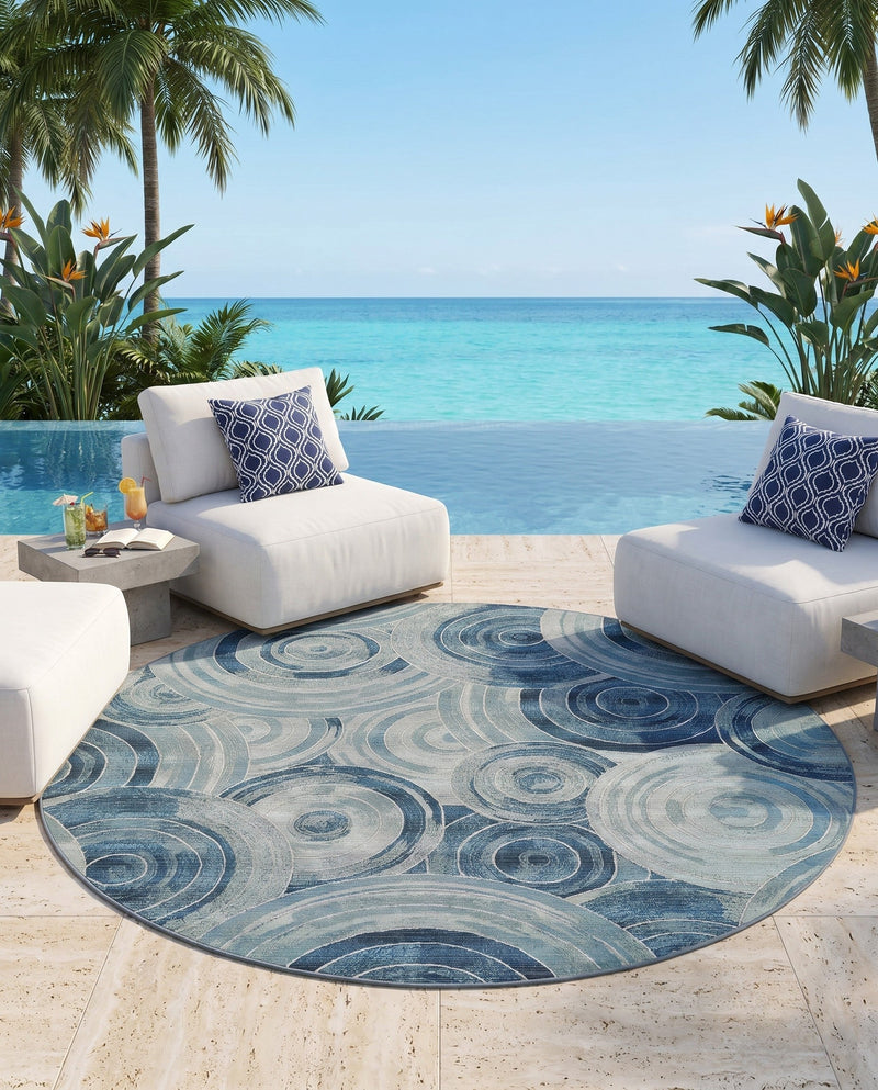 Urban Terrace Collection Area Rug -  Parkside Round Light Blue  lifestyle 54