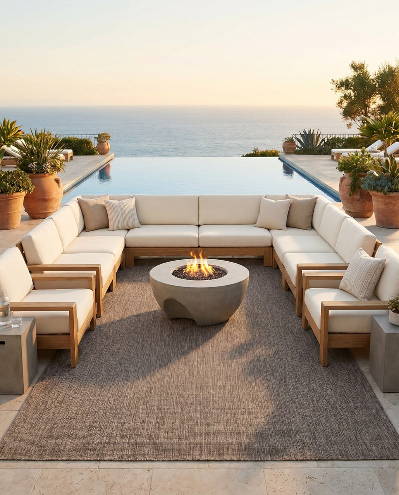 Seaside Serenity Collection Area Rug - Veranda (Light Brown) Rectangle Light Brown  lifestyle 11