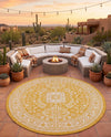 Tribal Terrace Treasures Collection Area Rug -  Incan Isle (Yellow) Round Yellow  lifestyle 63