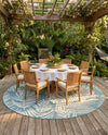 Seaside Blooms Collection Area Rug - Verdure (Light Aqua) Round Light Aqua  lifestyle 41