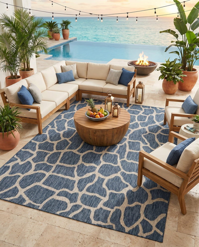 Savannah Escape Collection Area Rug -  Rainforest Rectangle Blue  lifestyle 11