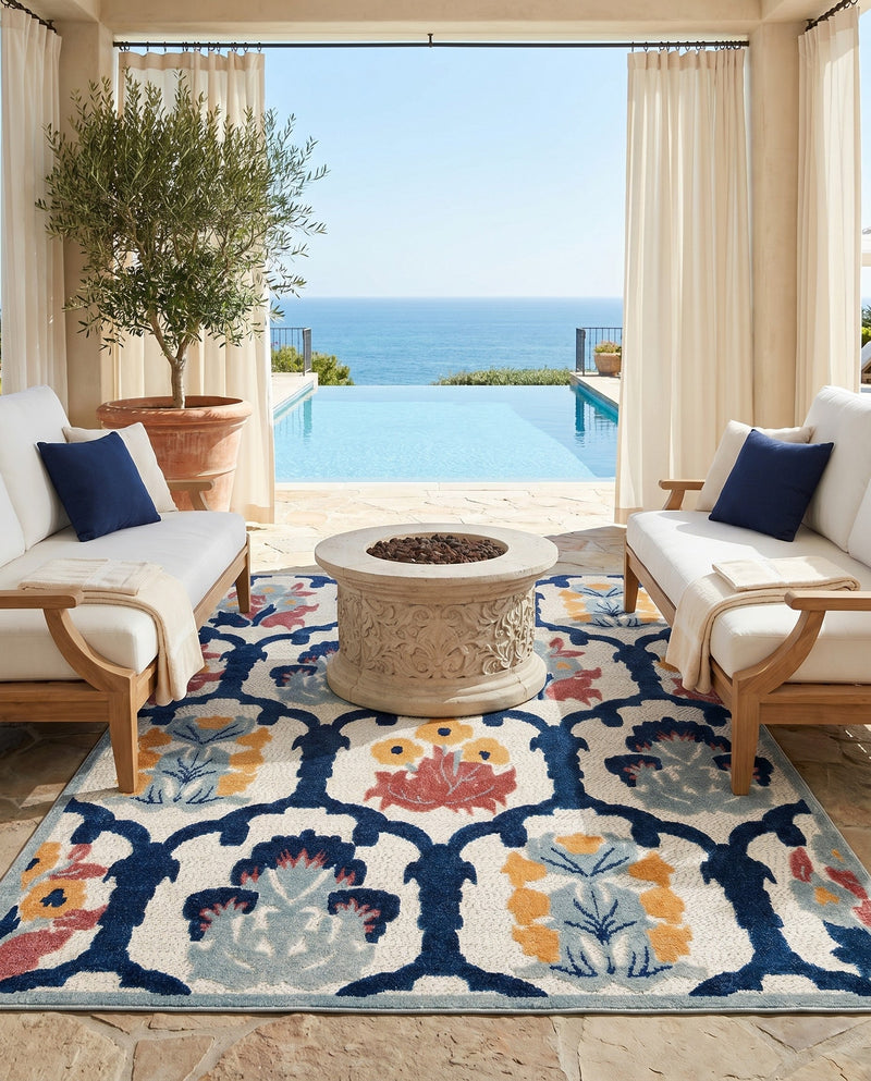 Caribbean Terrace Collection Area Rug -  Dominica Rectangle Ivory  lifestyle 26