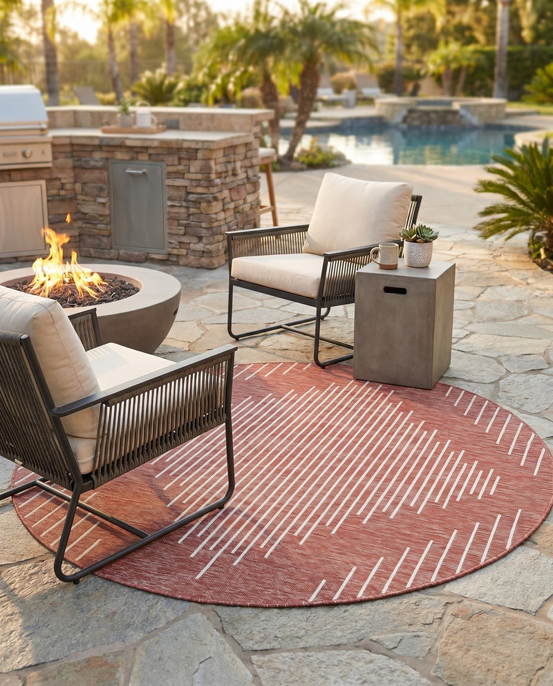 Urban Terrace Collection Area Rug -  Chelsea (Rust Red) Round Rust Red  lifestyle 17