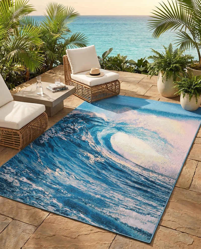 Urban Terrace Collection Area Rug - Veranda Rectangle Blue  lifestyle 15