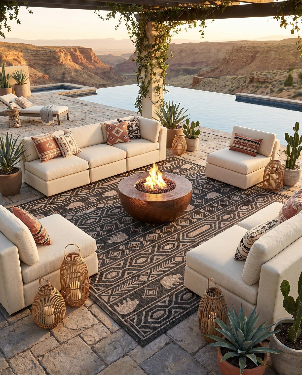 Mesa Oasis Rugs Collection Area Rug - Sundown Square Black  lifestyle 115
