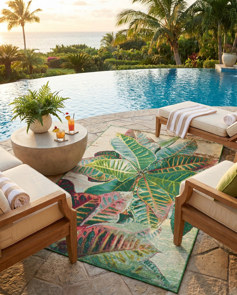 Seaside Blooms Collection Area Rug -  Fern Rectangle Multi  lifestyle 27