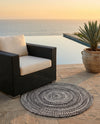 Sustainable Strands Indoor-Outdoor Oasis Collection Area Rug -  Sandbar (Black and White) Round Black and White  lifestyle 63