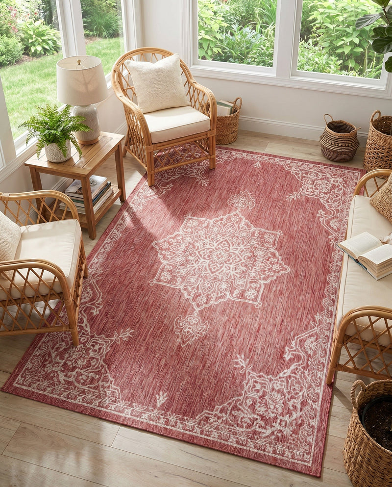 Patio Heritage Collection Area Rug -  Charleston (Rust Red) Rectangle Rust Red  lifestyle 12