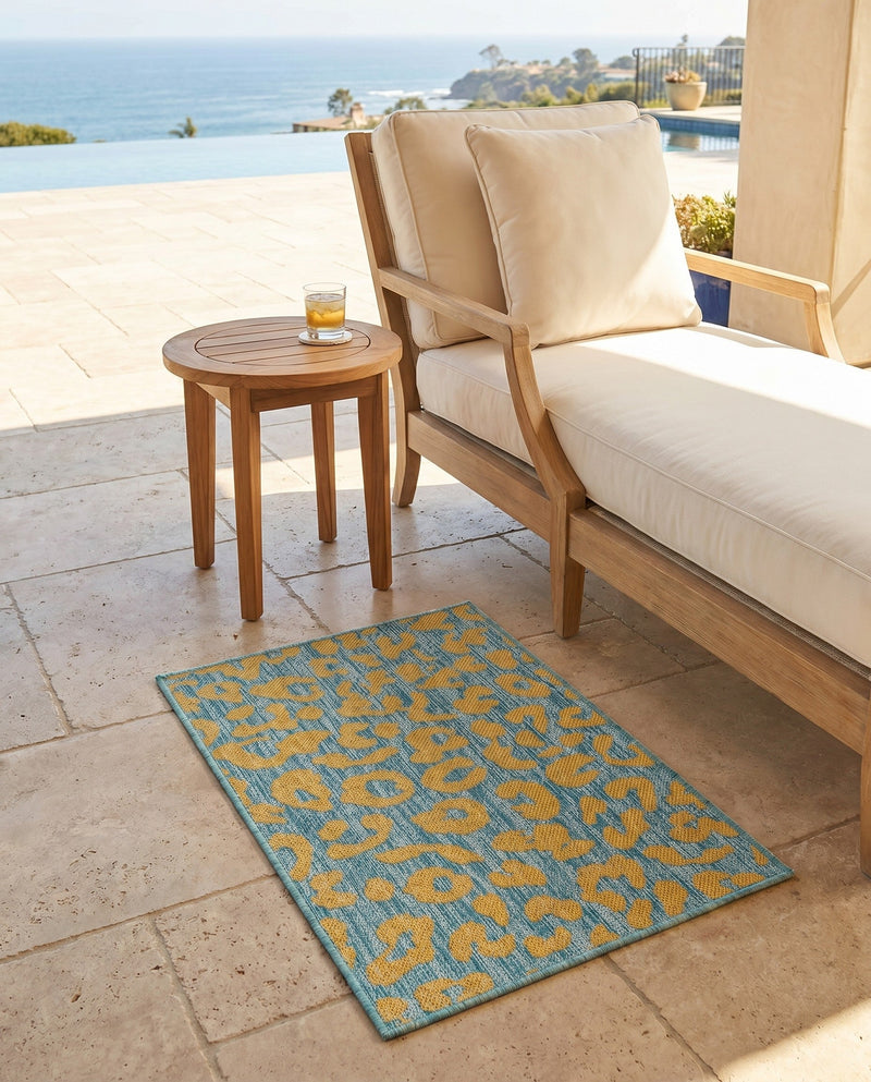 Savannah Escape Collection Area Rug -  Amazon (Blue Yellow) Rectangle Blue Yellow  lifestyle 9