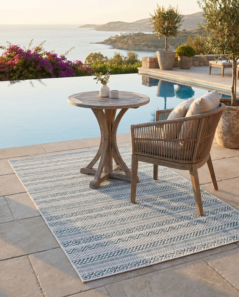 Seaside Stripes Collection Area Rug -  Boardwalk (Teal) Rectangle Teal  lifestyle 33
