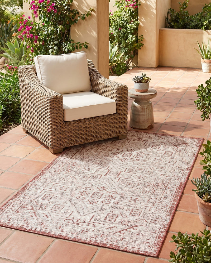 Tribal Terrace Treasures Collection Area Rug - Mayan Marina (Rust Red) Rectangle Rust Red  lifestyle 18