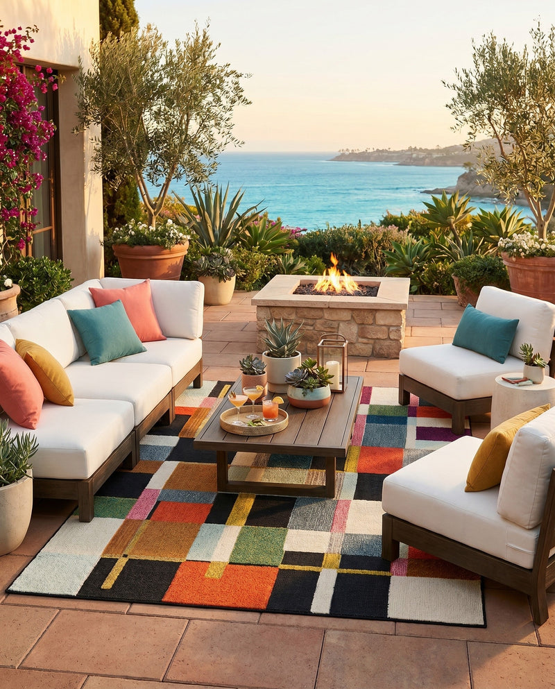 Outdoor Marrakesh Collection Area Rug -  Tangier Rectangle Multi  lifestyle 17