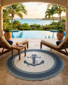 Seaside Haven Rugs Collection Area Rug -  Coralreef Round Navy Blue  lifestyle 54