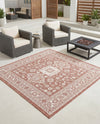 Tribal Terrace Treasures Collection Area Rug -  Incan Isle (Rust Red) Square Rust Red  lifestyle 42