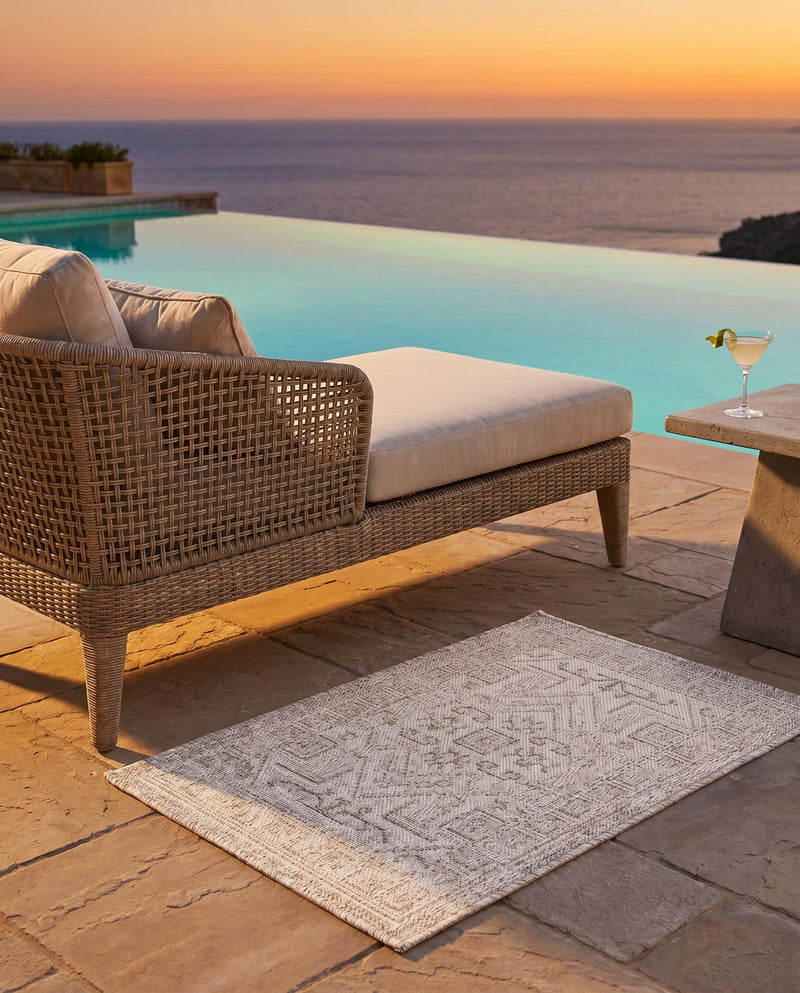 Tribal Terrace Treasures Collection Area Rug - Mayan Marina (Light Gray) Rectangle Light Gray  lifestyle 31