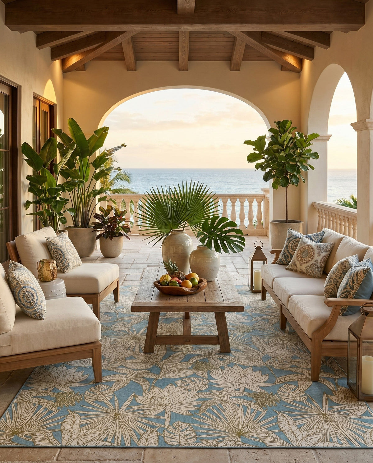 Seaside Blooms Collection Area Rug -  Shalimar Rectangle Soft Blue  lifestyle 30