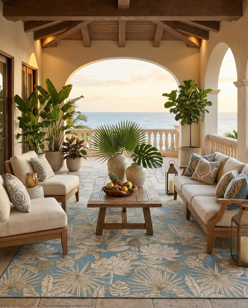 Seaside Blooms Collection Area Rug -  Shalimar Rectangle Soft Blue  lifestyle 30
