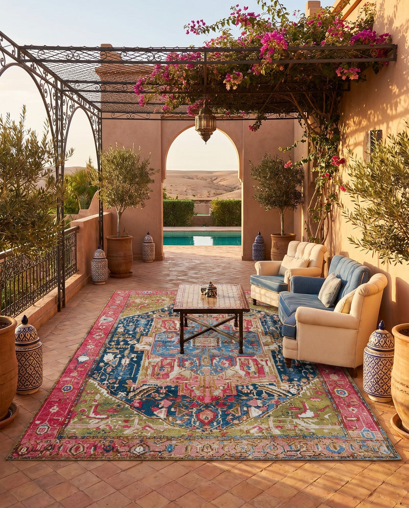 Patio Heritage Collection Area Rug -  Sanctuary Rectangle Multi  lifestyle 21