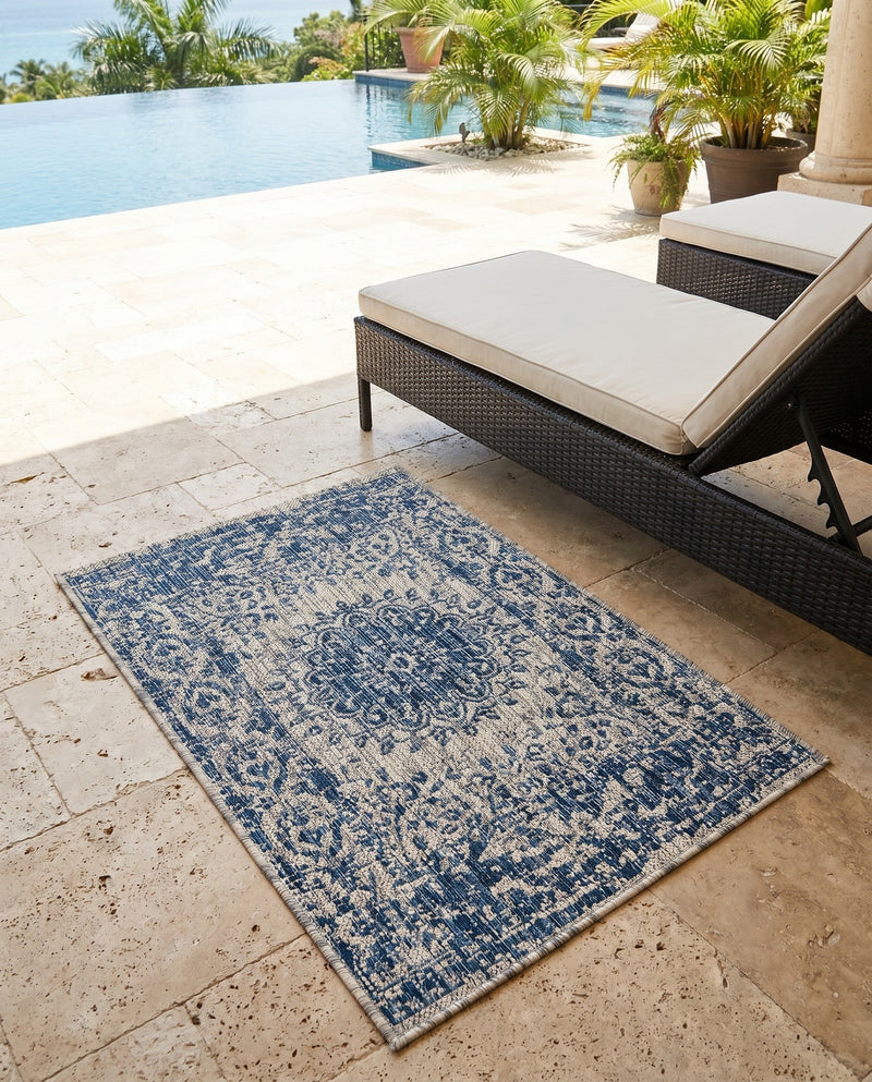 Patio Heritage Collection Area Rug -  Lafayette (Blue) Rectangle Blue  lifestyle 26