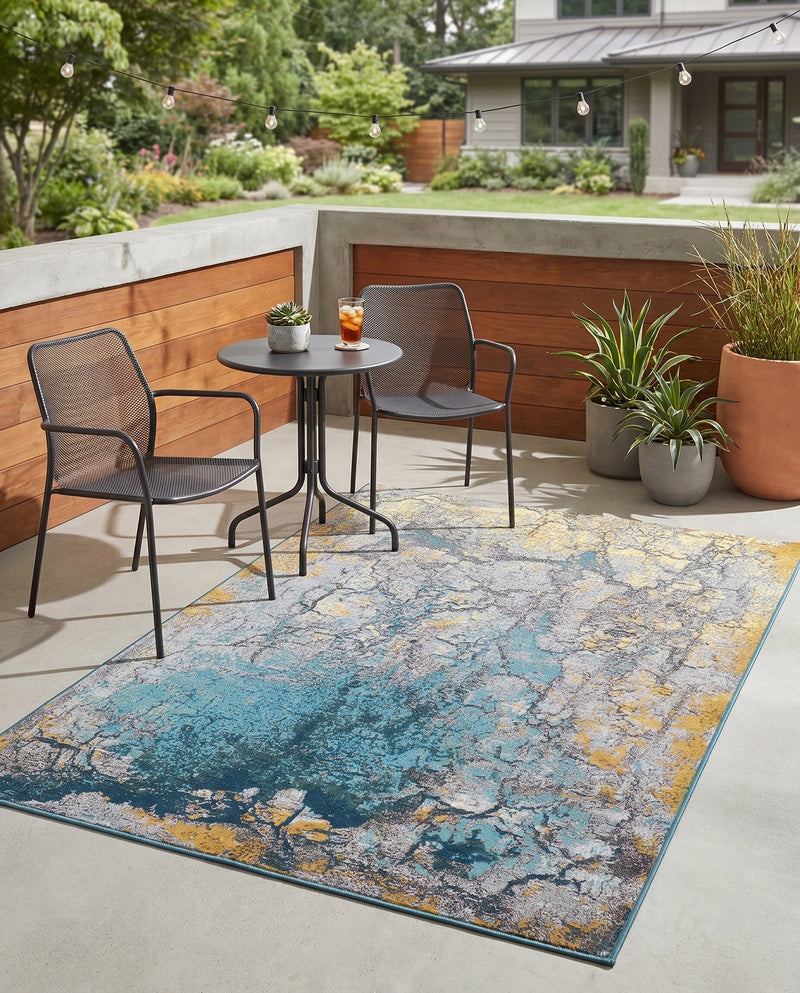 Urban Terrace Collection Area Rug -  Lanai Rectangle Gradient Blue  lifestyle 17