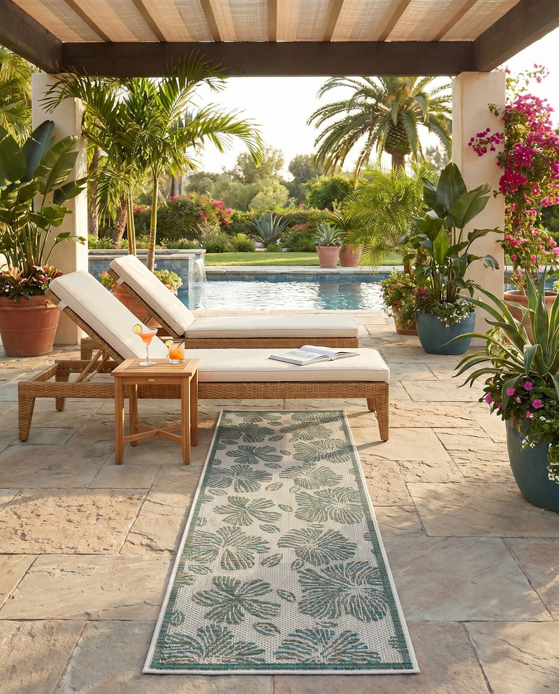 Coastal Terrace Collection Area Rug -  Marina Runner Ivory and Beige  lifestyle 77