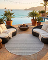 Seaside Stripes Collection Area Rug -  Boardwalk (Beige) Round Beige  lifestyle 70