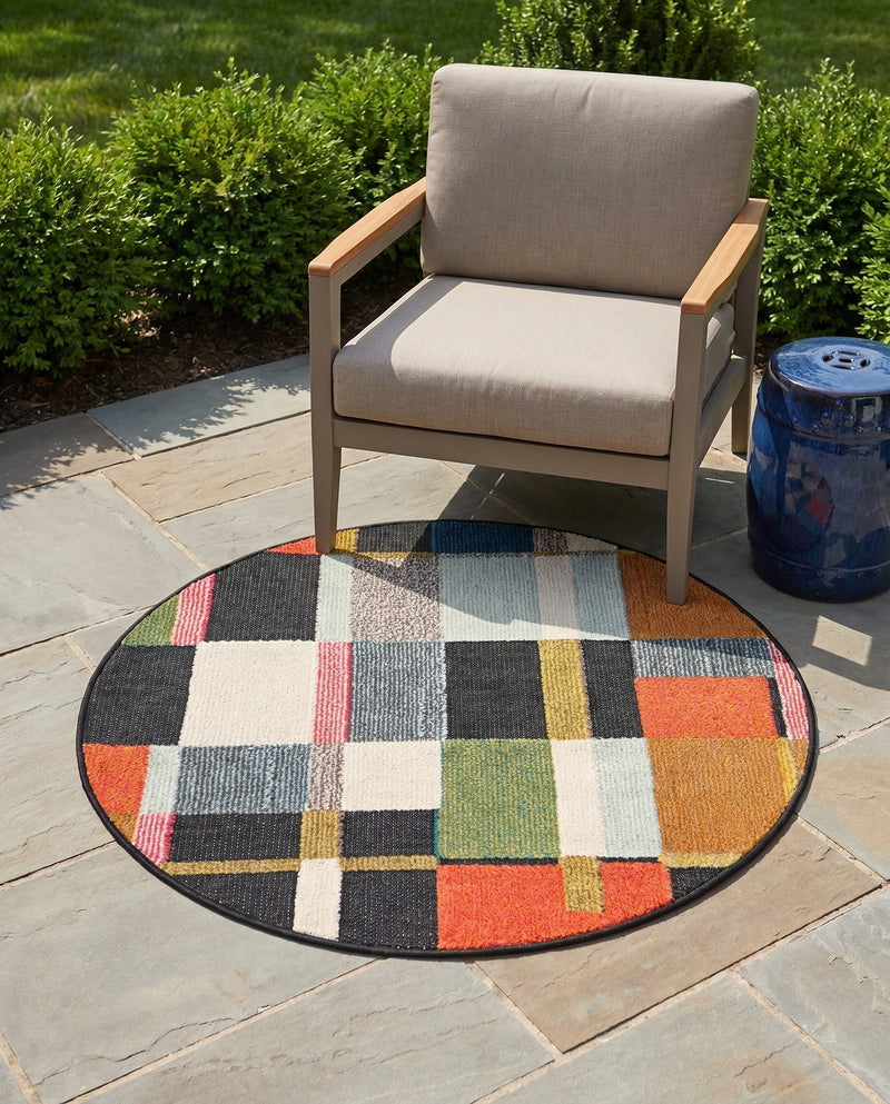 Outdoor Marrakesh Collection Area Rug -  Tangier Round Multi  lifestyle 72