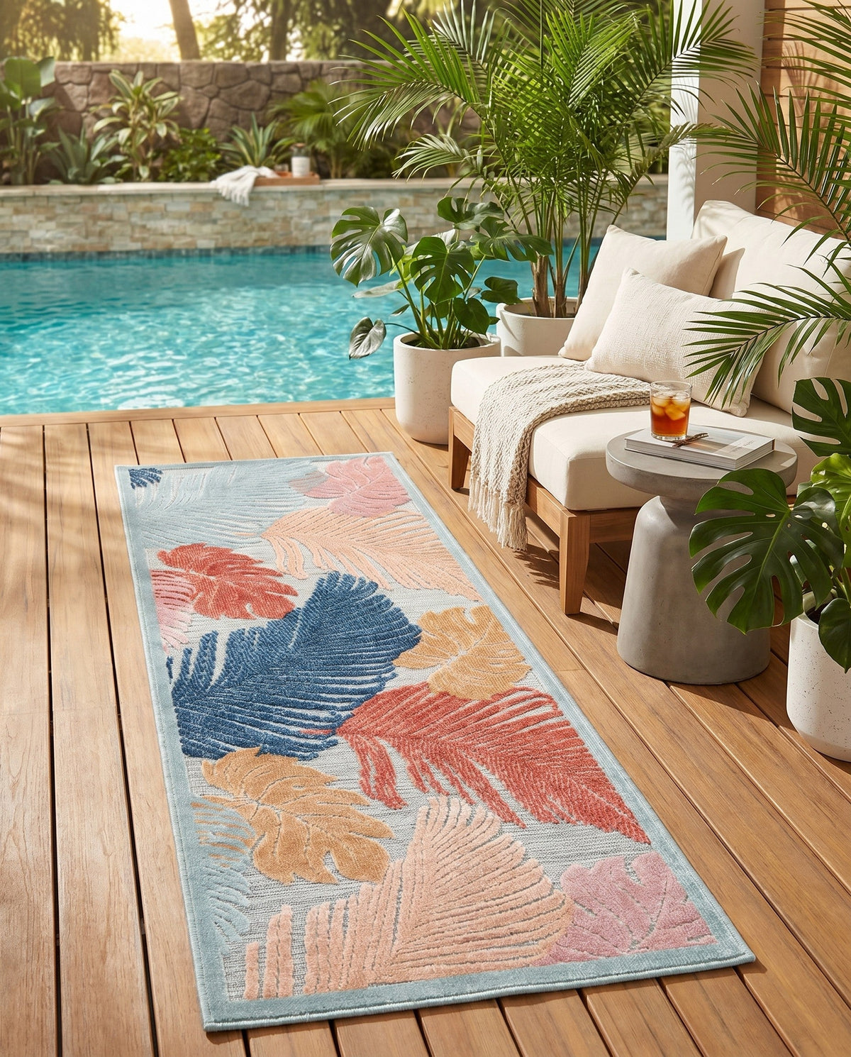 Seaside Blooms Collection Area Rug -  Tranquil Runner Multi  lifestyle 115