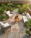 Seaside Blooms Collection Area Rug - Seychelles Rectangle Beige  lifestyle 48