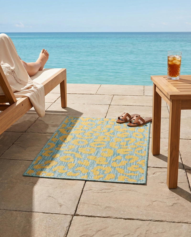 Savannah Escape Collection Area Rug -  Amazon (Blue Yellow) Rectangle Blue Yellow  lifestyle 10