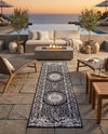 Patio Heritage Collection Area Rug -  Lafayette (Black and White) Runner Black and White  lifestyle 53