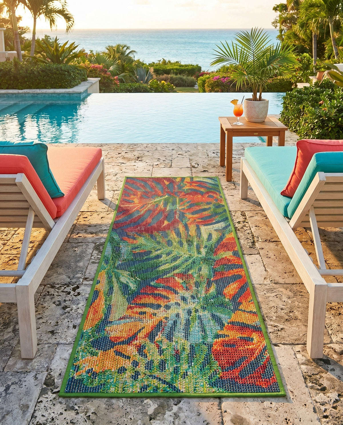 Coastal Terrace Collection Area Rug -  Pier Runner Multi  lifestyle 80