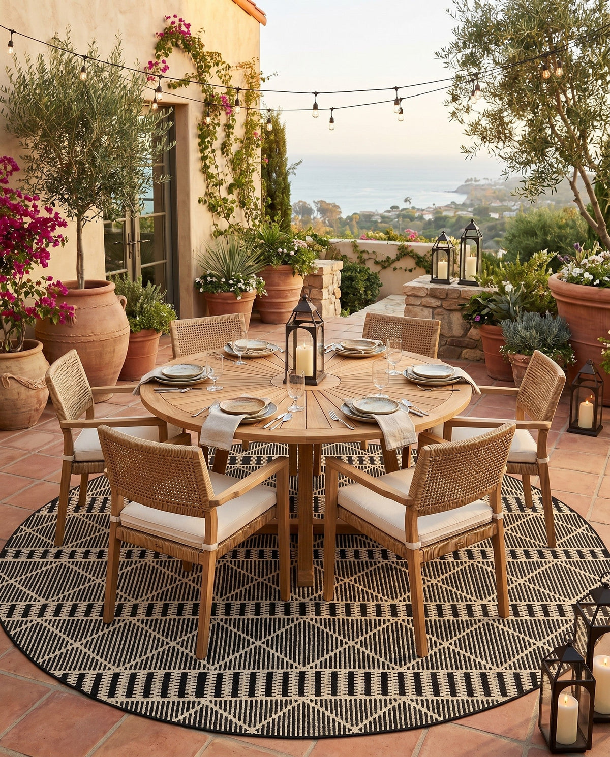 Savannah Pergola Collection Area Rug -  Glade Round Black  lifestyle 181