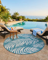 Seaside Blooms Collection Area Rug - Verdure (Light Aqua) Round Light Aqua  lifestyle 53