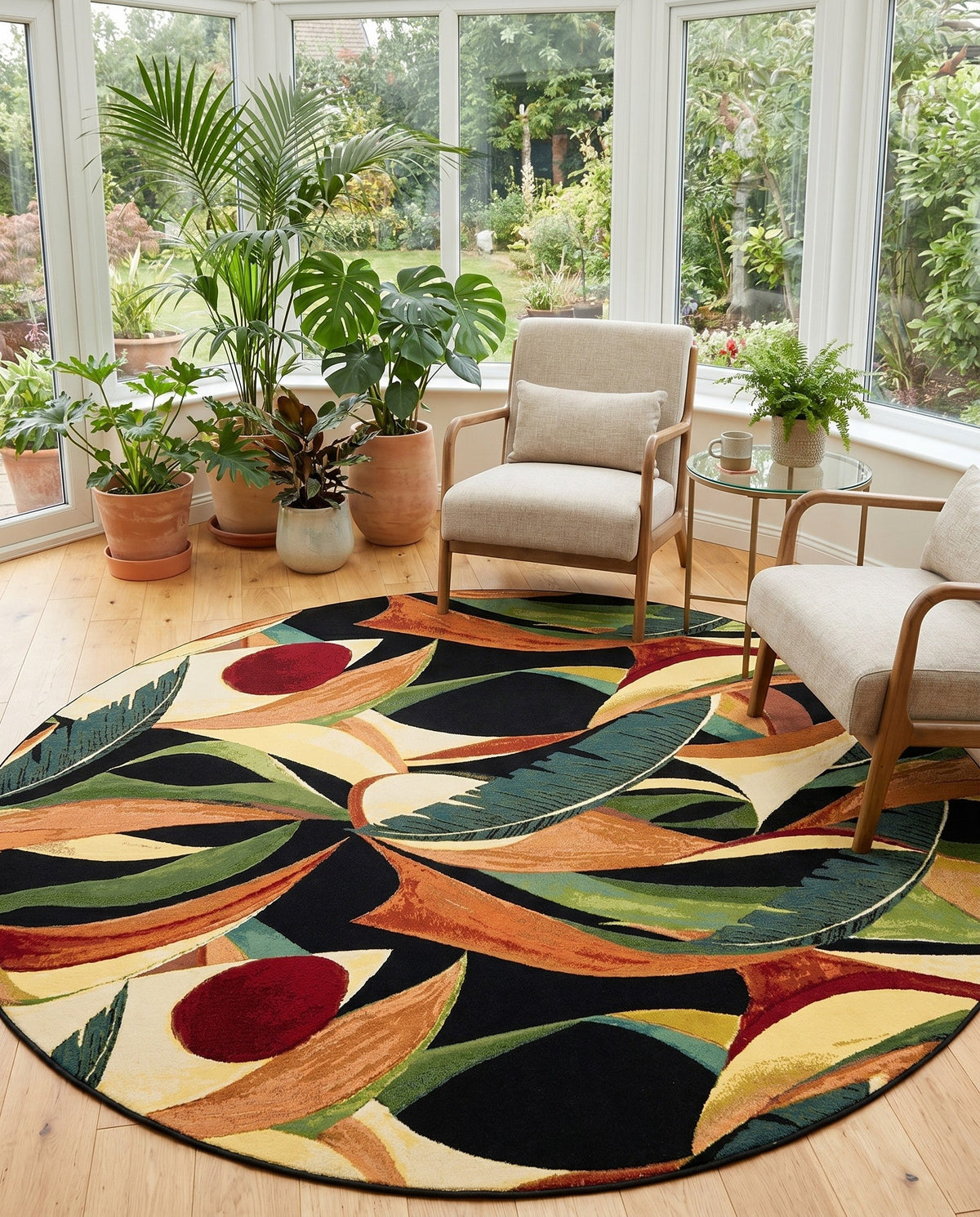 Seaside Blooms Collection Area Rug -  Tivoli Round Multi  lifestyle 98