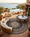Patio Heritage Collection Area Rug -  Lafayette (Black) Round Black  lifestyle 62