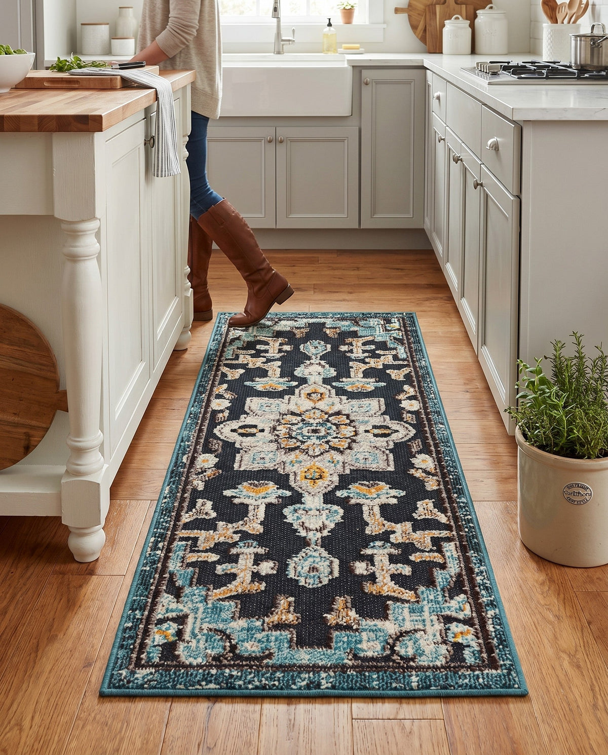 Outdoor Marrakesh Collection Area Rug -  Essaouira Runner Navy Blue  lifestyle 69